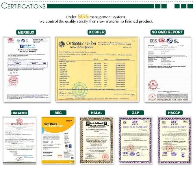 Frozen Snow Pea Pods HACCP certificate support